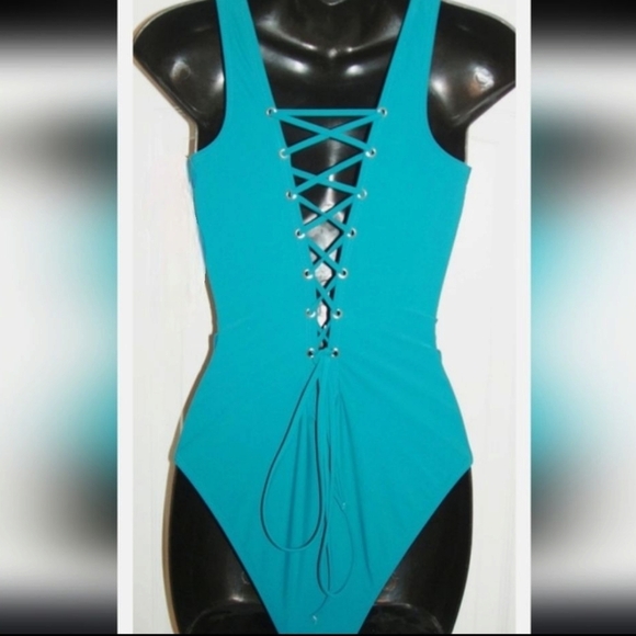 Bebe Blue One-Piece Swimsuit with Athletic Design Size XL - Picture 2 of 5